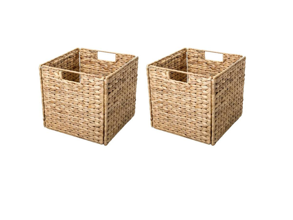 Trademark Innovations Foldable Hyacinth Storage Basket with Iron Wire Frame - Pack of 2