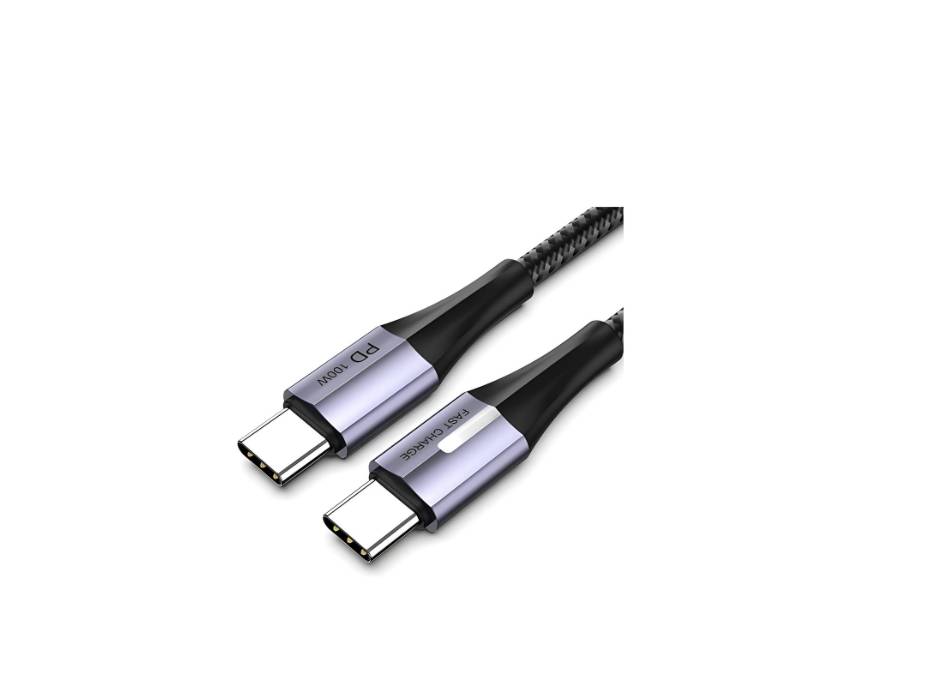ZAUQ 100W PD 5A Fast Charge USB C to USB C Nylon Braided 2M Cable
