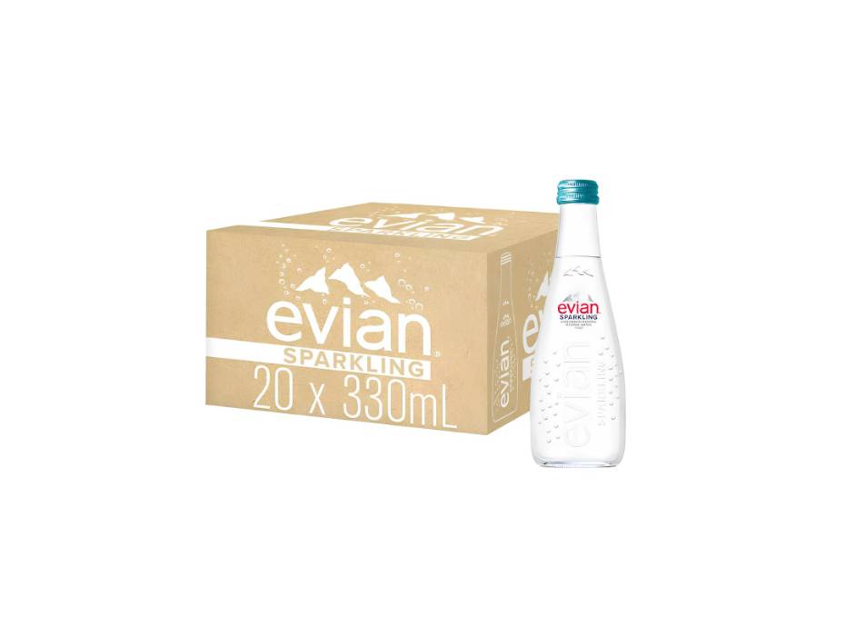Evian Sparkling Natural Water 330ml Glass Bottle - Case of 20