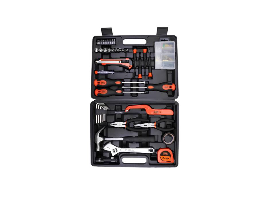 Black & Decker 126 Pieces Hand Tool Kit In Kitbox, Orange/Black (Bmt126C)