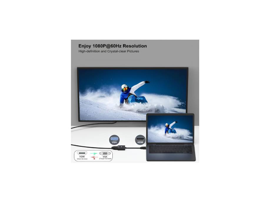 Benfei Gold-Plated HDMI to VGA Male to Female Adapter