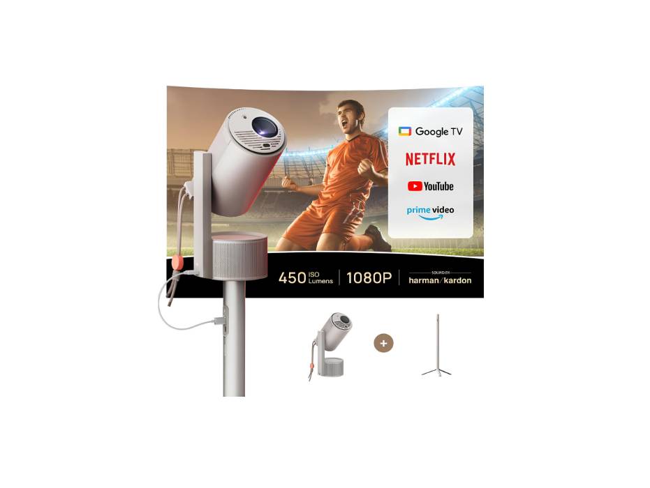 XGIMI MoGo Pro 1080P Mini Projector with PowerBase Stand, Google