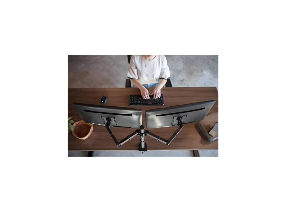 Vivo Heavy Duty Dual Monitor Desk Mount, Fully Adjustable Stand -V002, fits 2 LCD/LED Screens up to 30in. -  Black