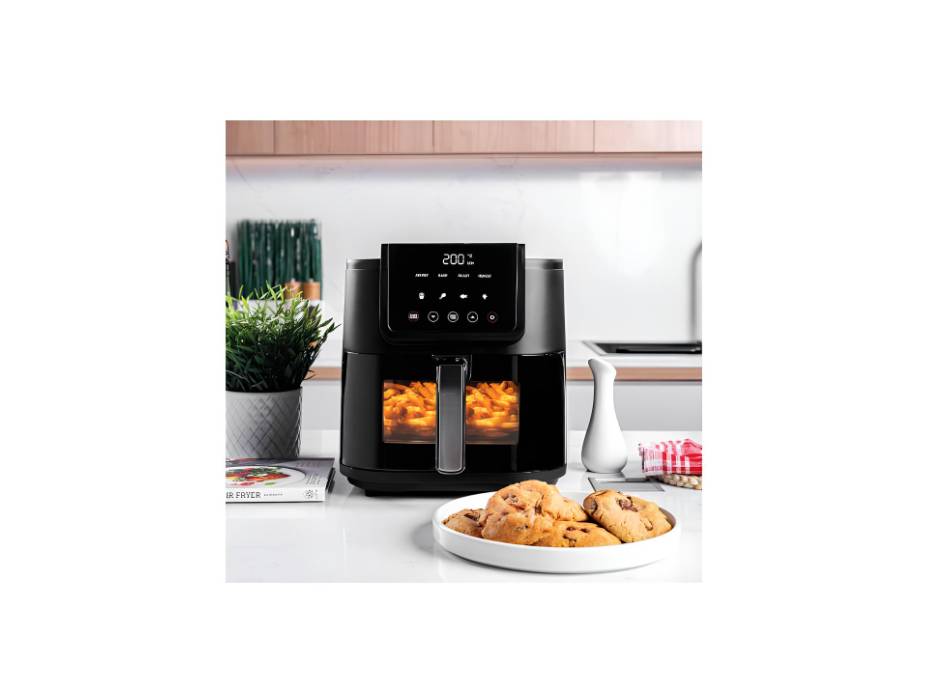 Nutricook Air Fryer Slim, 5L, 1KGs, Large Basket, Space-Saving Slim Design, Air Fry, Bake, Reheat, with 5 Presets, Clear Window & Light, 1500 Watts