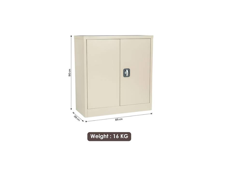 RIGID Office Cupboard Low Height, Steel Filing Cupboard, Cabinet with Shelves Storage Compartment, Beige