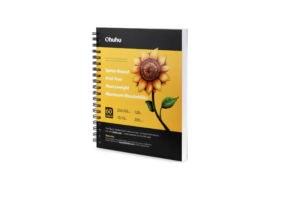 Ohuhu Marker Pads Art Sketchbook, 200Gsm, 60 Sheets, Spiral Bound , Specially For Alcohol Markers, 254 x 193mm
