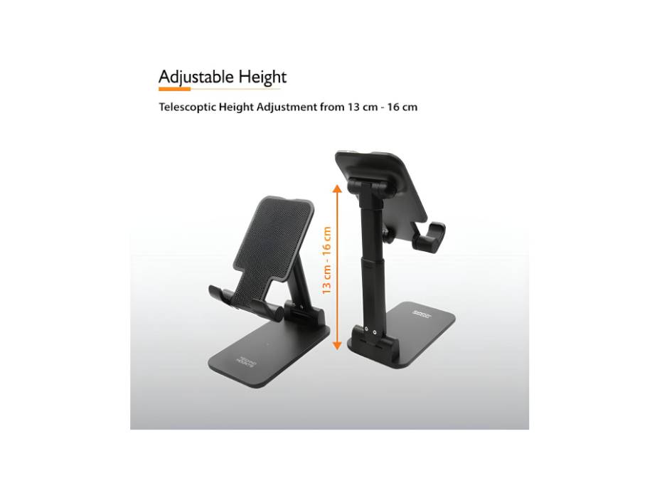Technomounts Foldable Portable Mobile  Phone Stand for Desk, for 3.5" - 7.9" Black