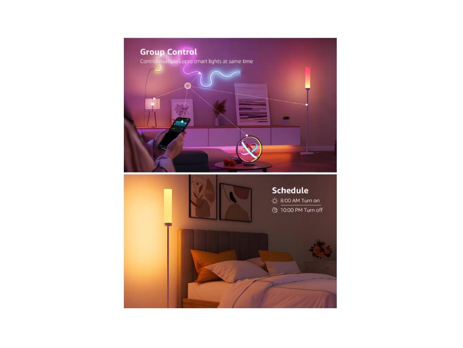 Lepro O1 AI Floor Lamp, 2300LM Smart LED Standing Lamp APP/WiFi Control, Alexa/Google Assistant Enabled, Modern Floor Lamp with Music Sync, DIY Mode