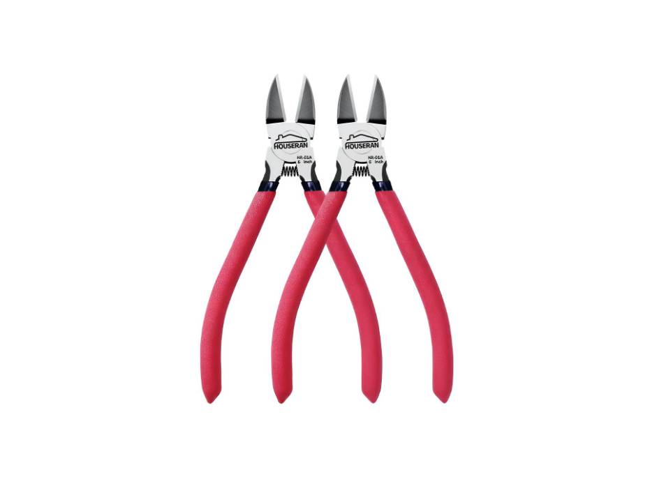 HOUSERAN Wire Cutters Set, 6 Inch Side Cutters Flush Cut Pliers, Spring Loaded Cutting Pliers With Non-slip Red Handle, Heavy Duty (2pcs/pack)