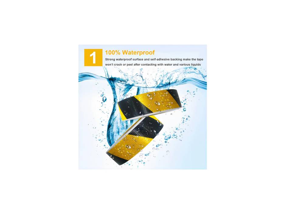 Reflective Safety Tape Roll, Waterproof, 2" X 150', Yellow/Black Striped