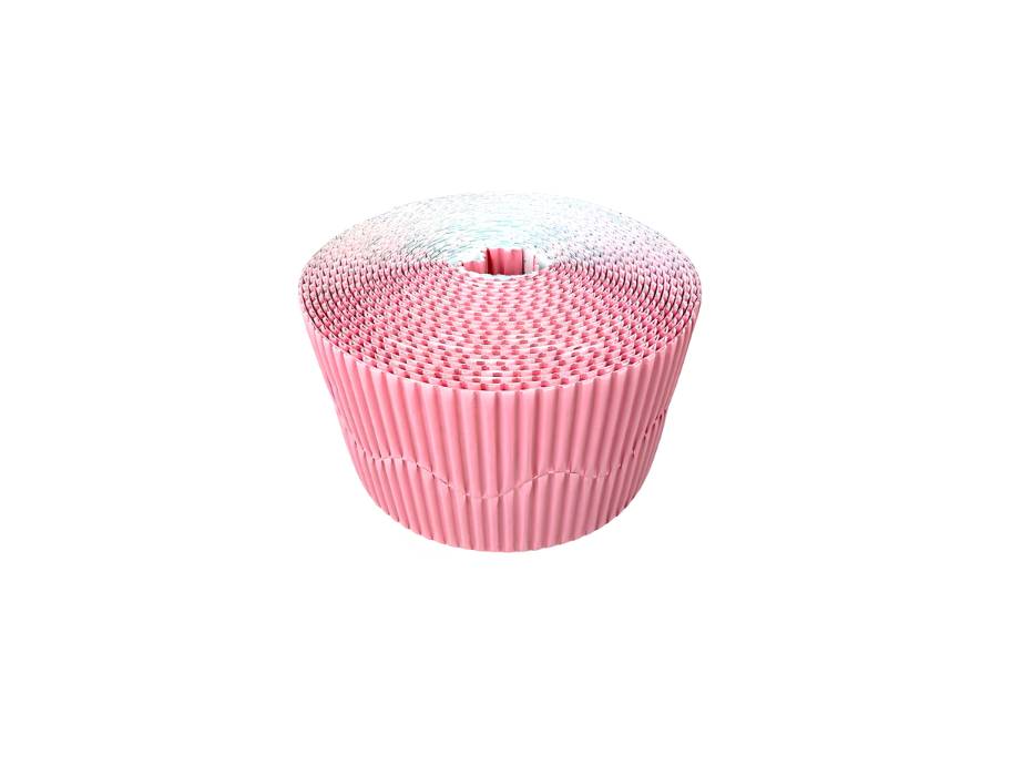 Bordette Scalloped Corrugated Card Border Roll - 57mm x 15m - Light Pink