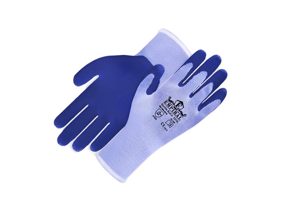 Empiral Latex Coated Gloves, Blue-Grey, Gorilla Bull II (Premium), Medium