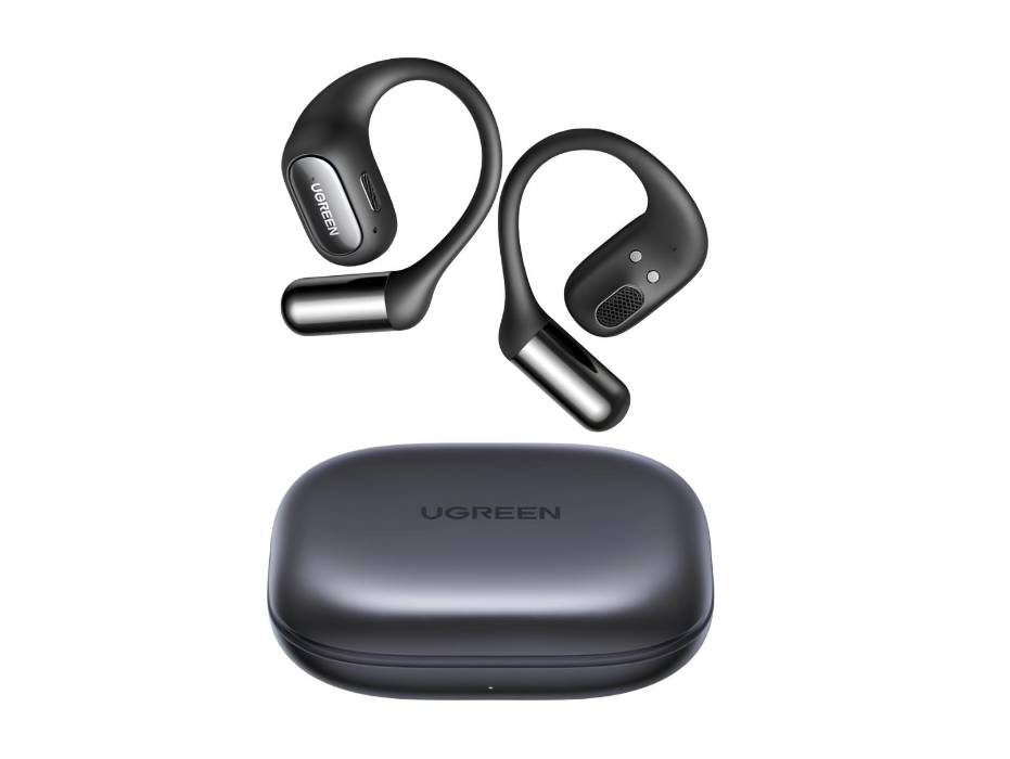 UGREEN FitBuds, Open-ear Headphones with 4 Microphones AI Clear Call Earbuds Adjustable EarHooks Earphones