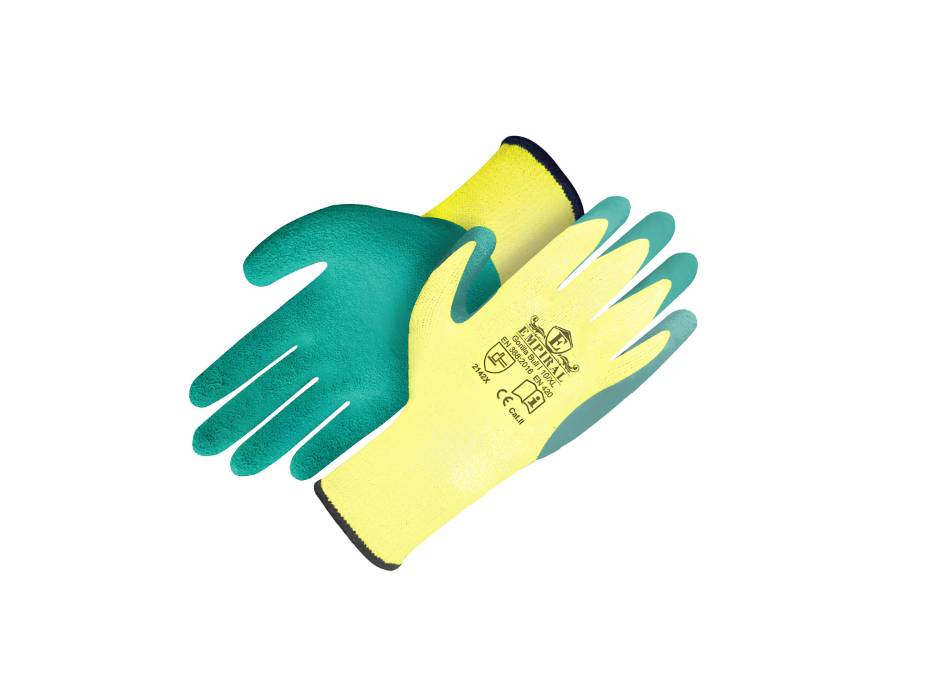 Empiral Latex Coated Gloves, Yellow-Green, Gorilla Bull II (Premium), XL