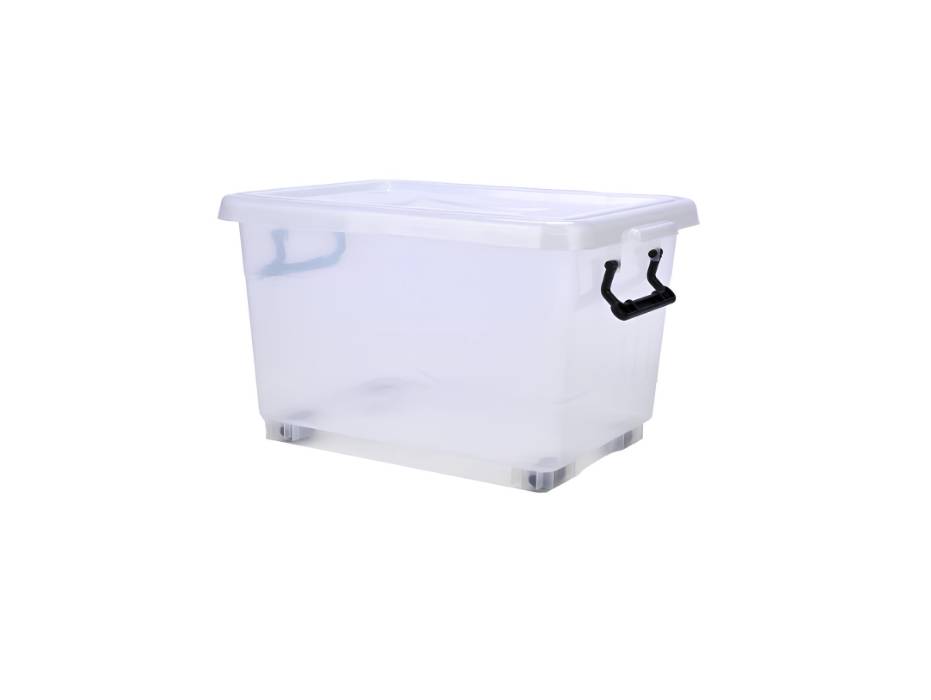 Cosmoplast 22L Clear Plastic Storage Box With Wheels & Lockable Lid, Transparent