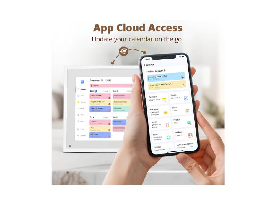 10.1" Digital Calendar Chore Chart – Interactive Touchscreen, Smart Family Planner, Hearth Display Desk Digital Calendar Seamless Scheduling
