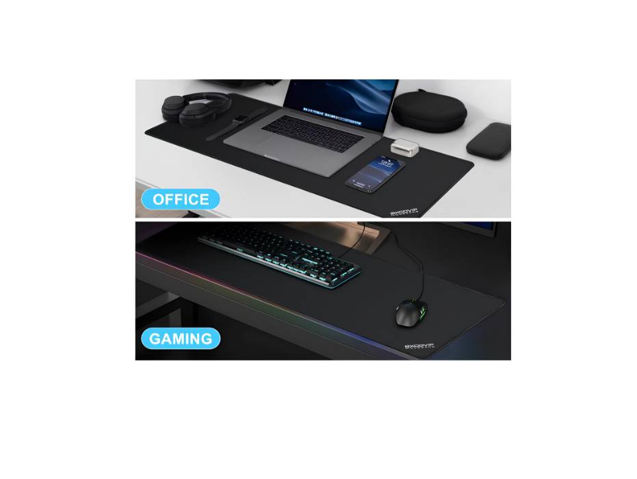 EXCOVIP Large Gaming Fabric Desk Mat with Stitched Edges,  Black (90cm x 30cm)