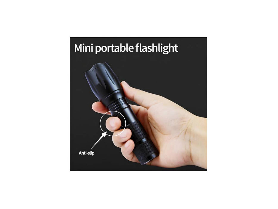 Lukione Rechargeable Portable Handheld UV LED Mini Flashlights - Black