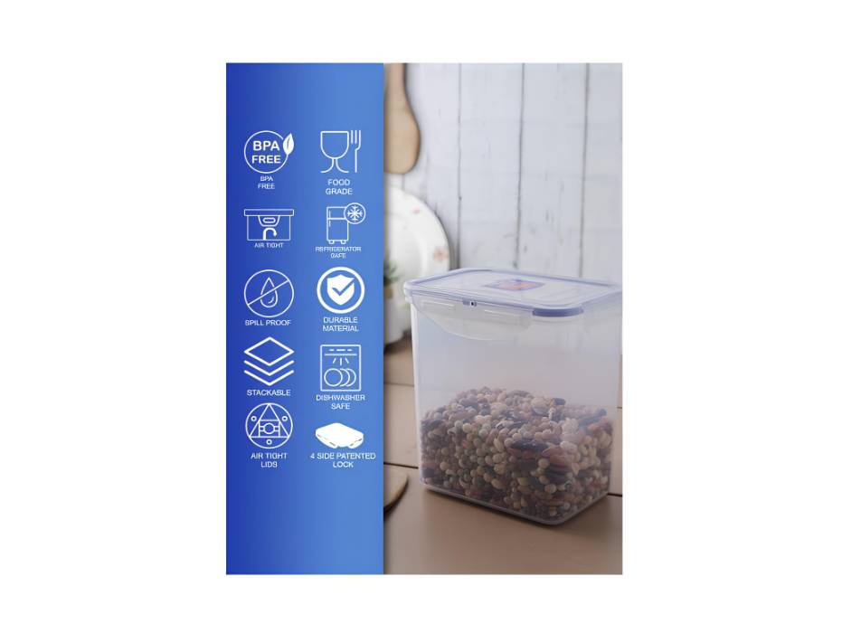 Rectangular Tall Food Container with Leak Proof Locking Lid (1.5 Liters)