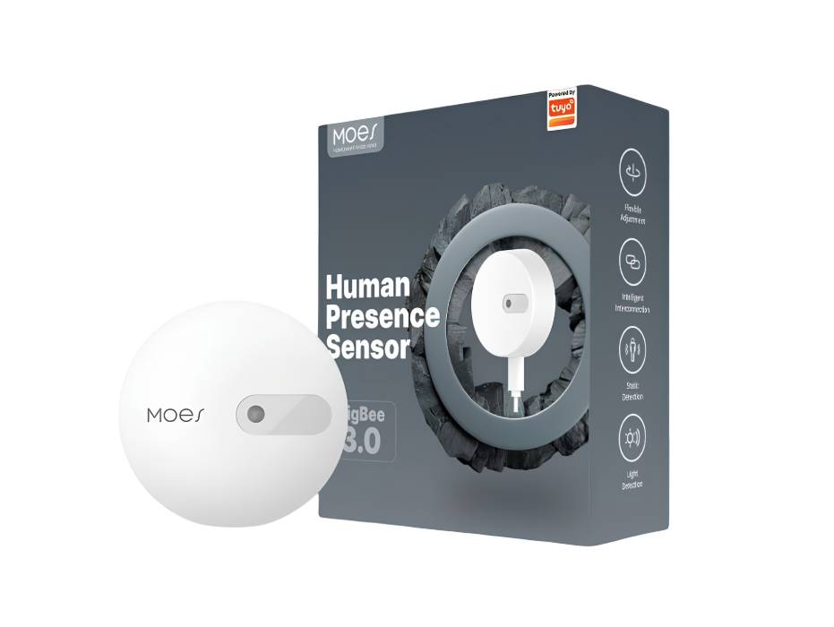 MOES ZigBee Human Presence Sensor, Equipped with 24GHz Industrial Grade Millimeter Wave Radar and Wide Temperature Operation, USB Powered, Requires (MOES ZigBee Hub)
