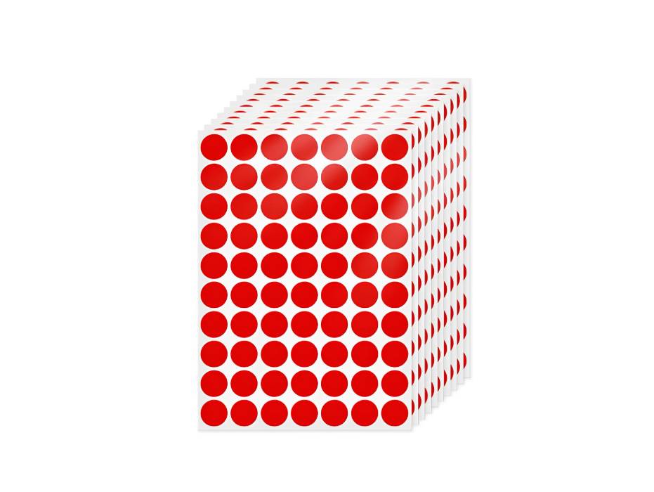 Round Labels, Dots, 19 mm, Red, 700/pack