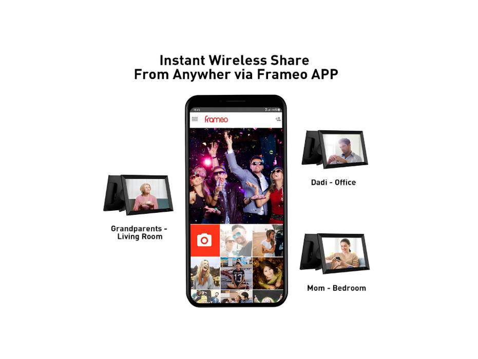 PINREK Frameo 10.1 Inch WiFi Digital Photo Frame - 32GB Storage, 1280x800 HD IPS Touch Screen, for Instant Photo/Video Sharing via App