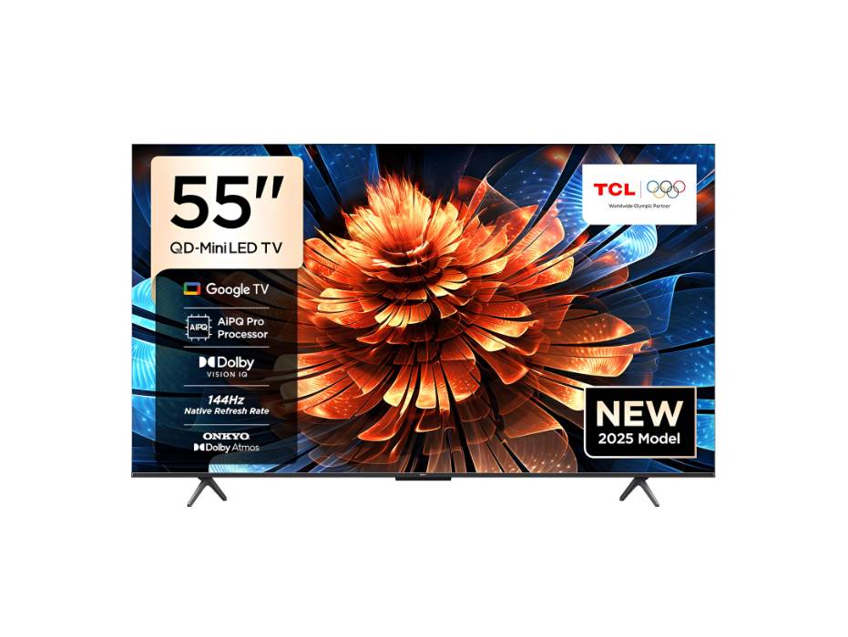 TCL 55Q6C 55 Inch Smart TV 4K QD-Mini LED Colorful Quantum Crystal HDR 10+ Gaming Google TV, 144Hz Native Refresh Rate, ONKYO 2.1 Hi-Fi, Dolby Atmos, AI Mode