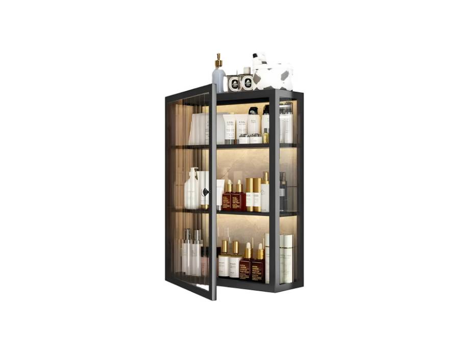 3 Tier Shelf Wall Mounted Storage Cabinet with Clear Doors