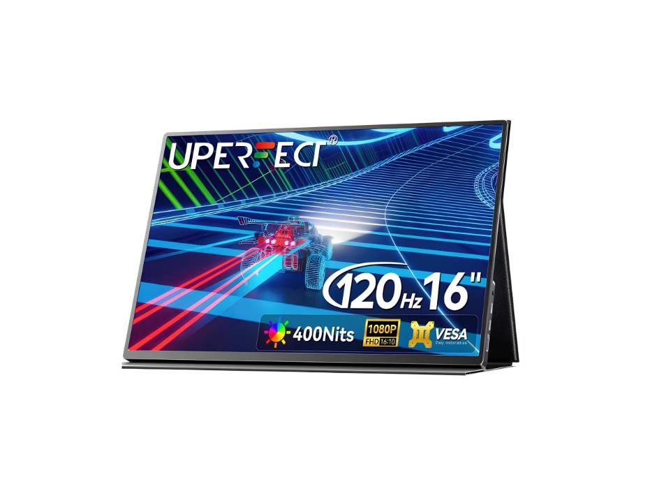 UPERFECT 16” Portable Gaming Monitor | 120HZ, HDR | 400Nits |1080P IPS | Ultra-Slim & Lightweight | Travel External Second Screen for Laptop, PC, Game Console