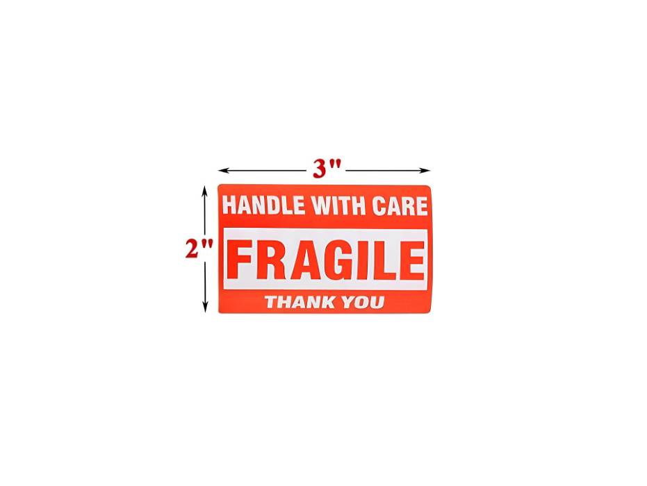 Fragile Warning Stickers 3 x 2 inch, Handle With Care Thank You Sticker, 500pcs/roll