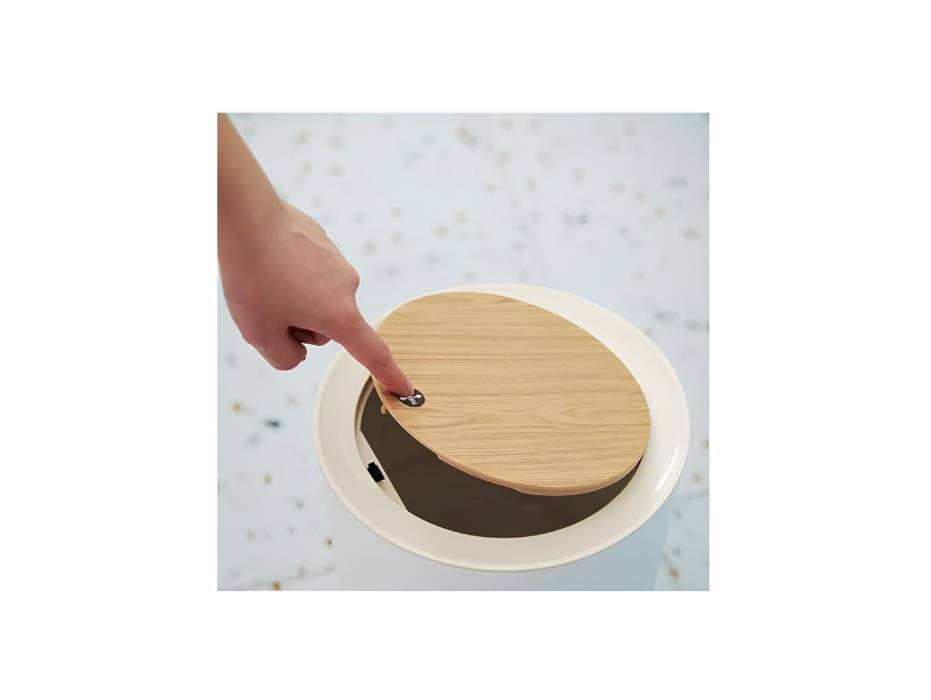 Nordic Small Trash Bin with Lid and Push Button for Home and Office, 7 Liters