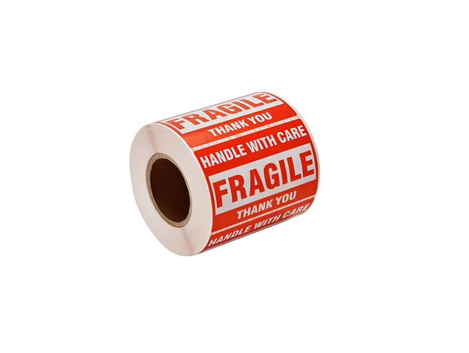 Fragile Warning Stickers 3 x 2 inch, Handle With Care Thank You Sticker, 500pcs/roll