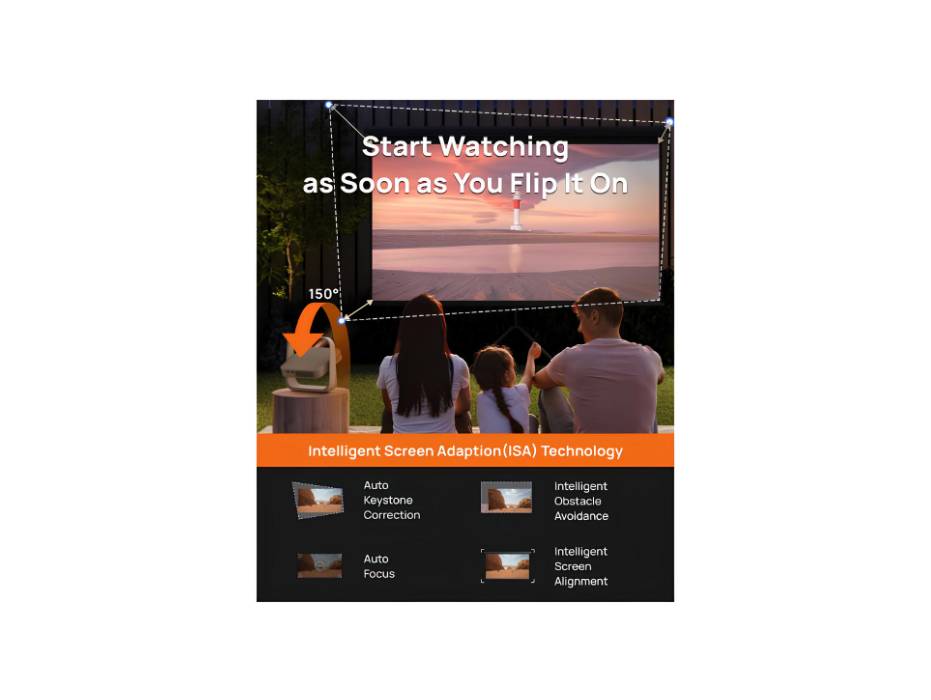 XGIMI Elfin Flip Portable Projector, 1080P FHD Resolution, DLP Projector, Build-in Adjustable Stand, Lightweight and Compact Design, 400 ISO Lumens, 2 x 3W Speakers