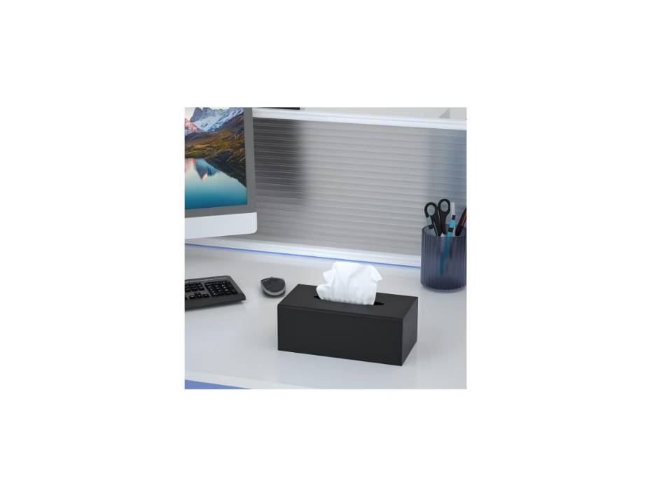 Acrylic Tissue Box Cover with Magnetic Locking, 25L x 13W x 8.9Hcm, Black