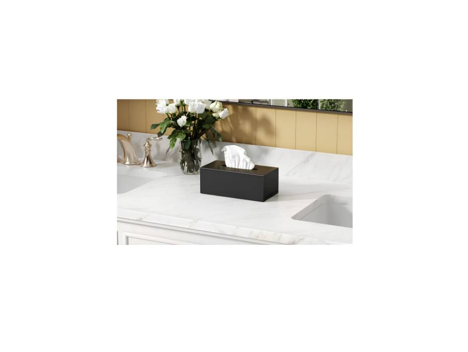 Acrylic Tissue Box Cover with Magnetic Locking, 25L x 13W x 8.9Hcm, Black
