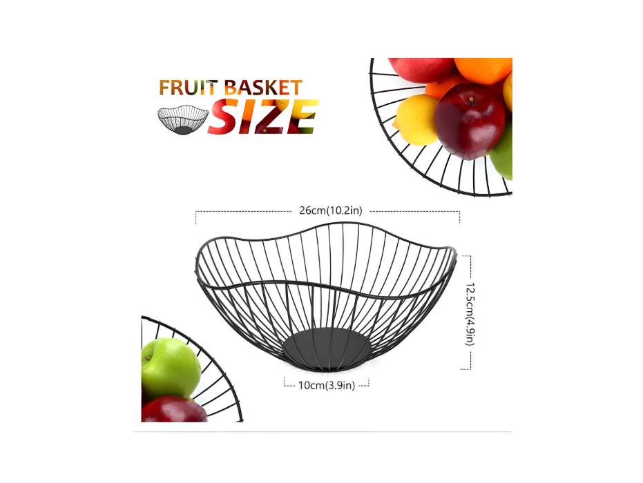 Big Fruit/Vegetable Wave Metal Wire Bowl Fruit Basket