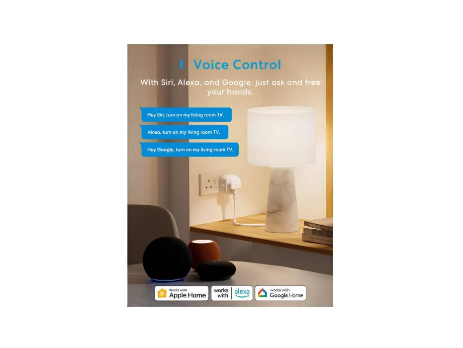 Meross Matter Smart Plug Mini with Energy Monitoring, Works with Apple HomeKit, Alexa, Google Home, SmartThings, WiFi Plug with Voice Remote Control, 13A, 1 Pack