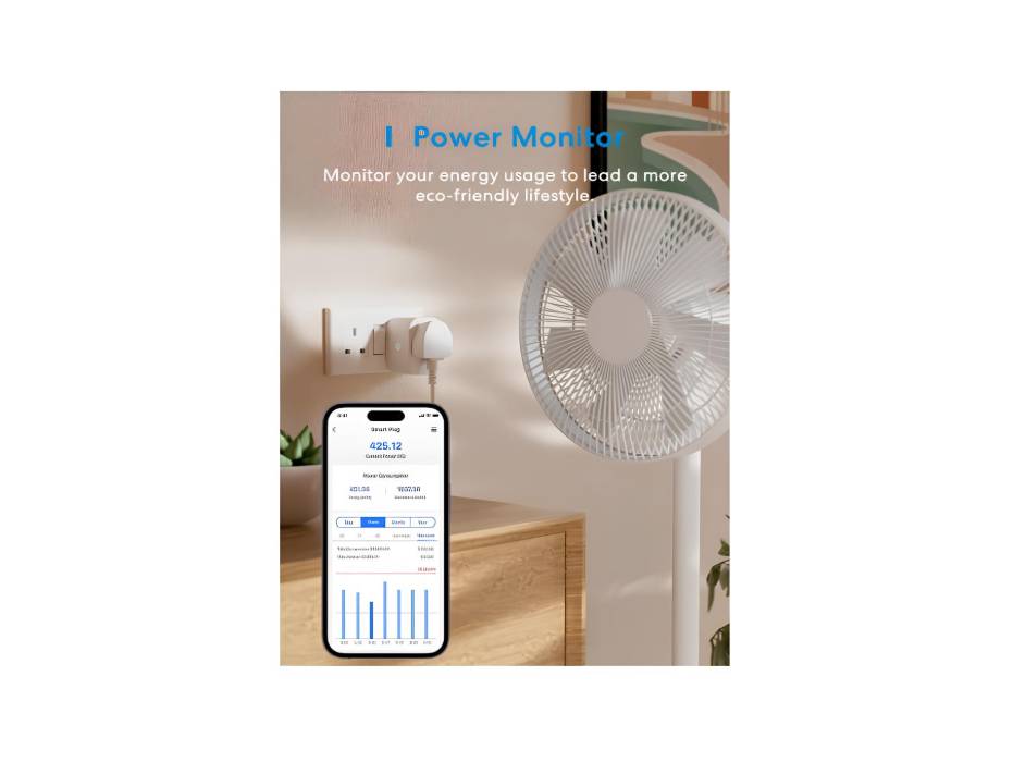 Meross Matter Smart Plug Mini with Energy Monitoring, Works with Apple HomeKit, Alexa, Google Home, SmartThings, WiFi Plug with Voice Remote Control, 13A, 1 Pack