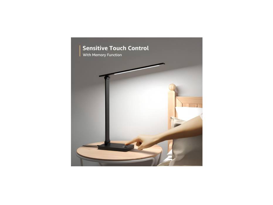 LED Desk Lamp with Power Adapter 9.2W,  Black