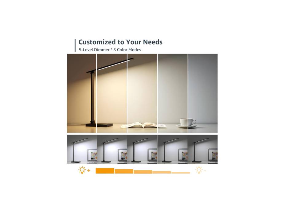 LED Desk Lamp with Power Adapter 9.2W,  Black