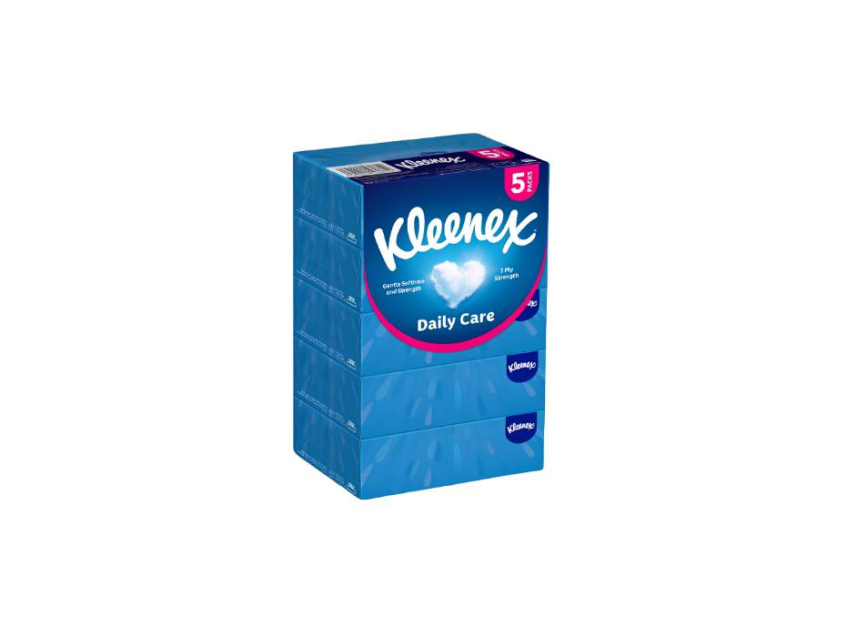 Kleenex Daily Care Facial Tissue Box 2 Ply 150 Tissues Pack of 5
