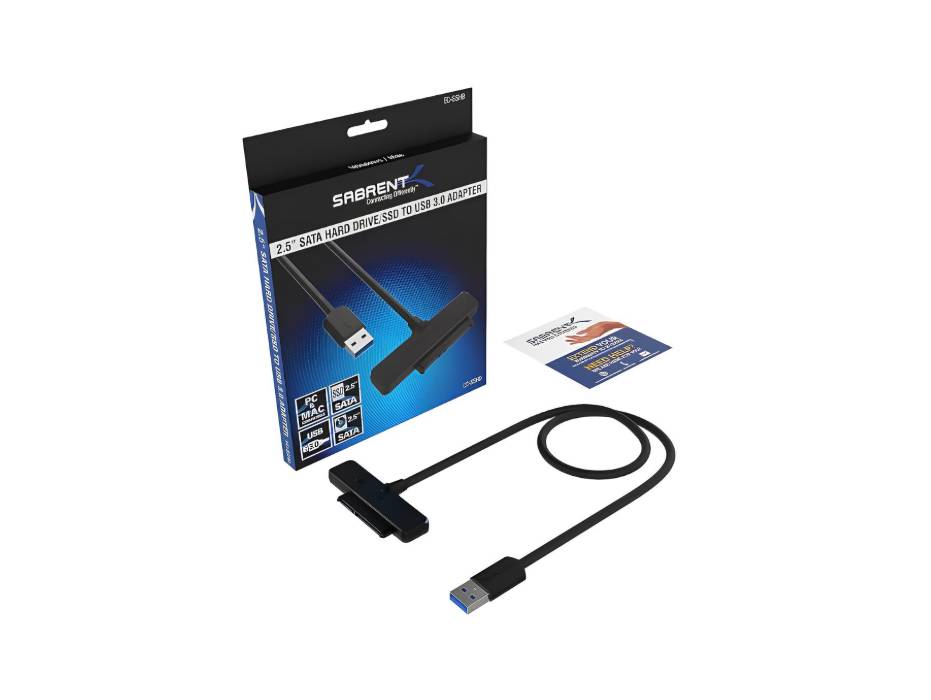 Sabrent USB 3.0 to SSD / 2.5-Inch SATA I/II/III Hard Drive Adapter (EC-SSHD)