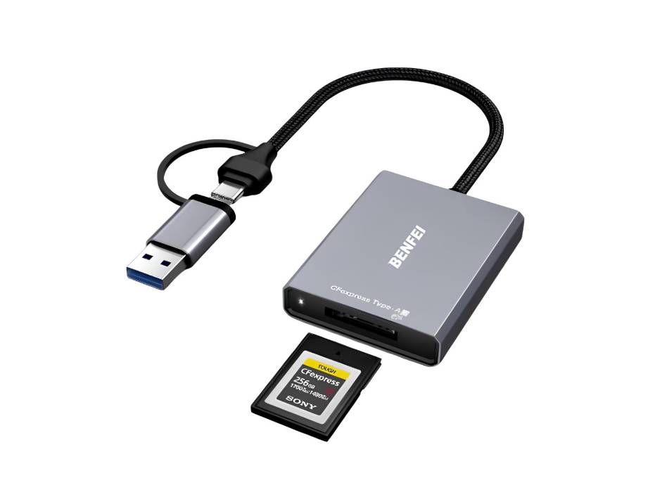 BENFEI CFexpress Type A Card Reader with USB 3.2 (Gen 2) 10Gbps, USB-C&USB-A 2-in-1 Type A CFexpress Adapter