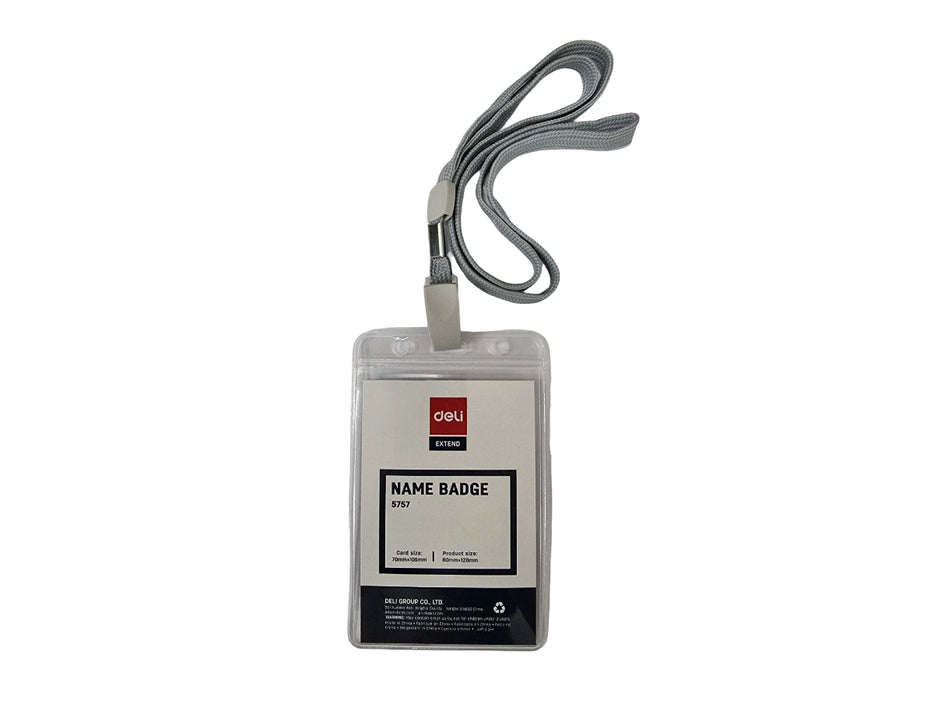 Deli PVC ID Pass Holder with String, Grey,50pcs/box, [E5757]