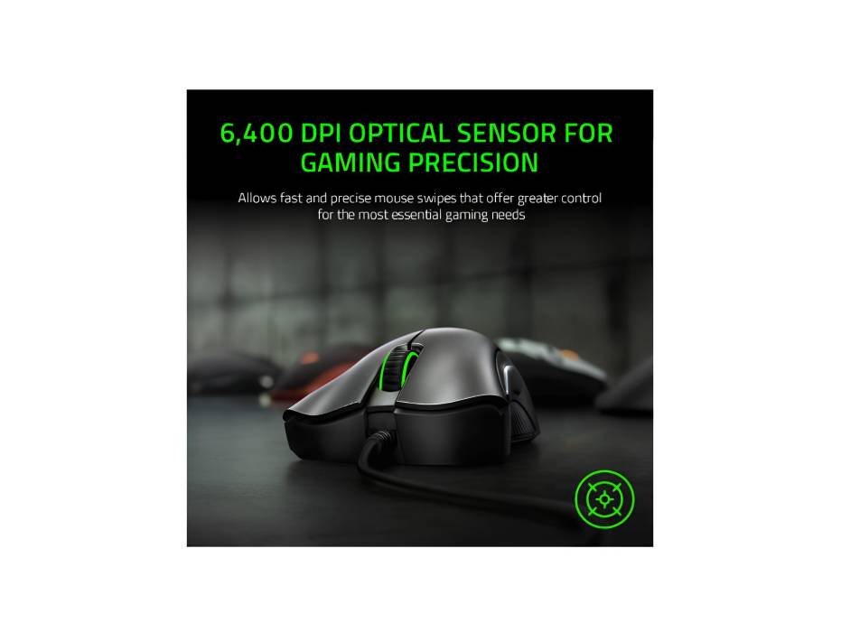 Razer DeathAdder Essential Gaming Mouse: 6400 DPI Optical Sensor - 5 Programmable Buttons - Mechanical Switches - Rubber Side Grips