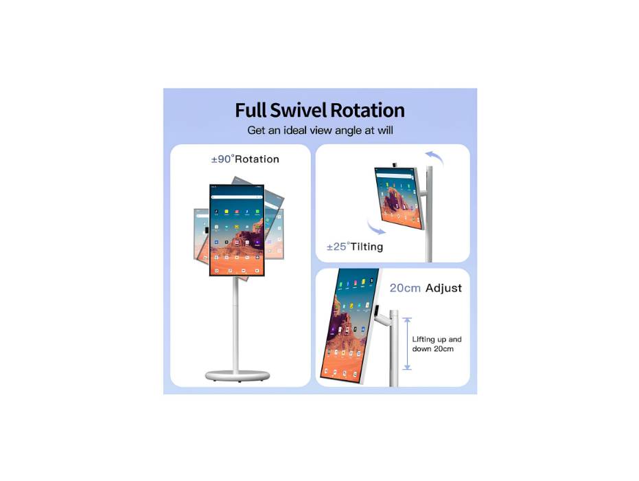 27 Inch Portable Smart TV, 1080P Touchscreen, 8MP Camera, Rotatable Display for Home/Office, 4-6H Battery