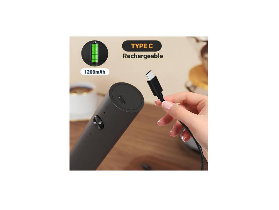 ROYALBAIDE Handheld Electric Milk and Coffee Frother, Type C Rechargeable