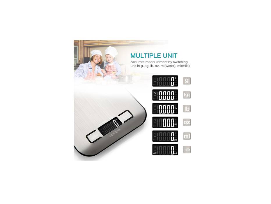 Ultrean Digital Food Scale, High Precision Kitchen Scale, Measures in Grams and Ounces for Cooking and Baking, 5 Units with Tare Function