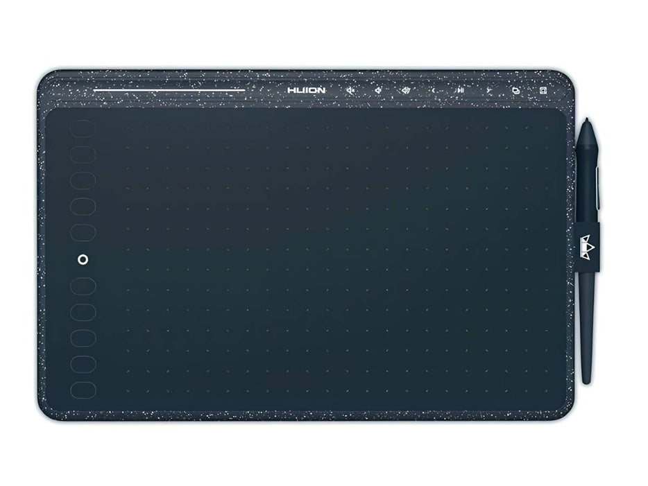 HUION HS611 Graphics Drawing Tablet 10X6 inch with 8192 Levels Battery-Free Pen, 8 Multimedia Keys and 10 Press Keys, Support Android