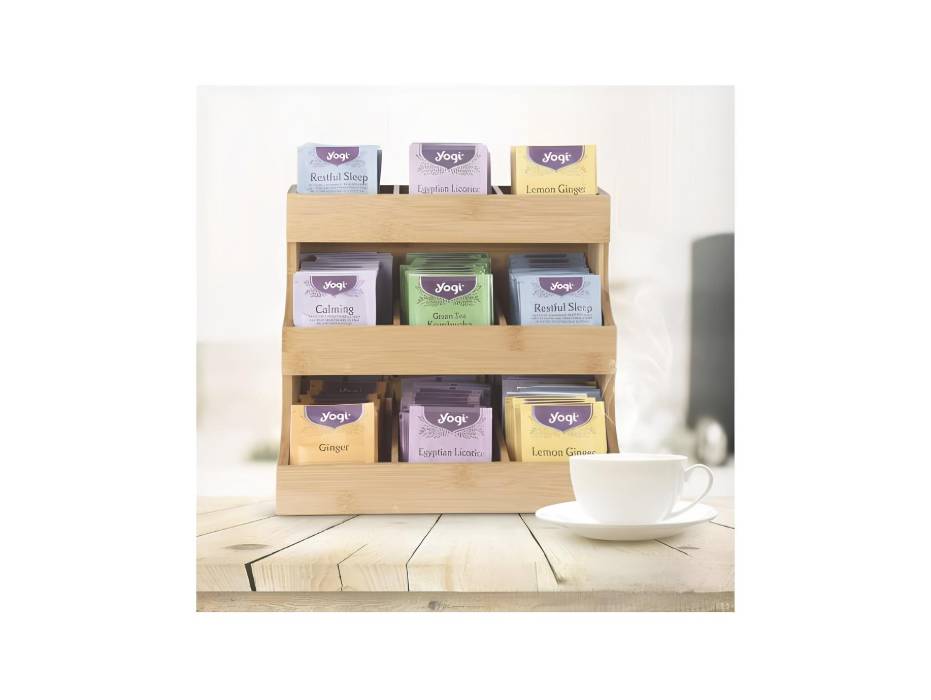 Wooden Tea Storage Chest with 3 Tier Tea Bag Holder